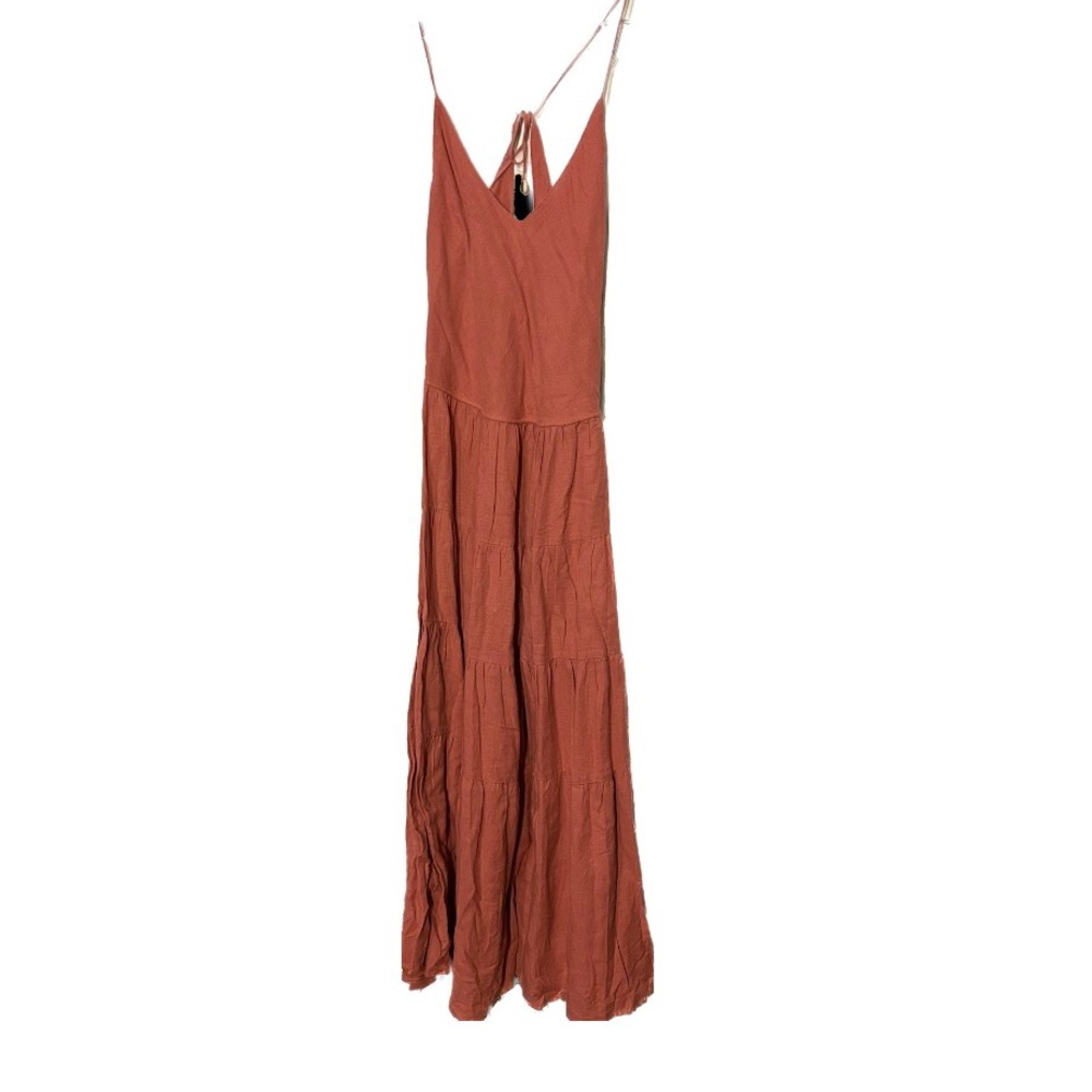 Free People Coral Red Tiered Maxi Dress - Picture 3 of 11